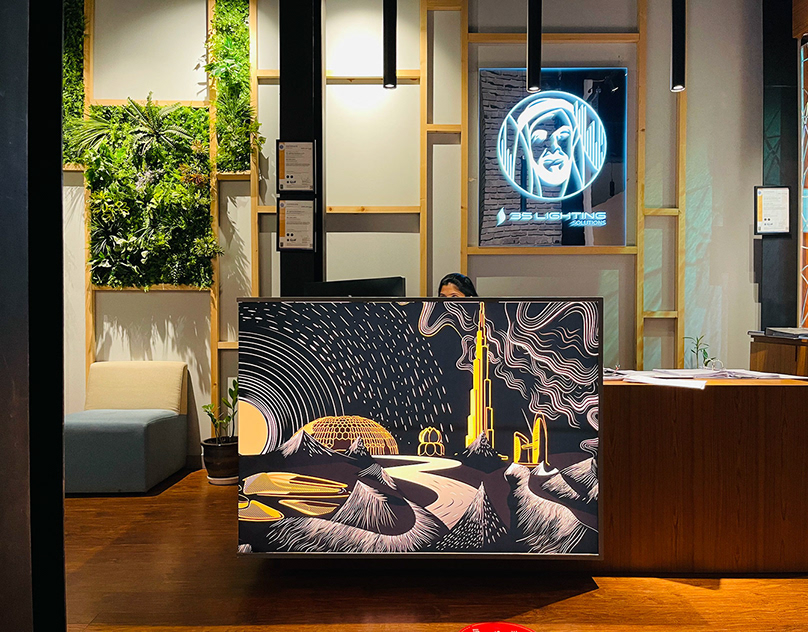 3S Lighting Solutions — Handcrafted Reception Lightboard & Spatial Artwork