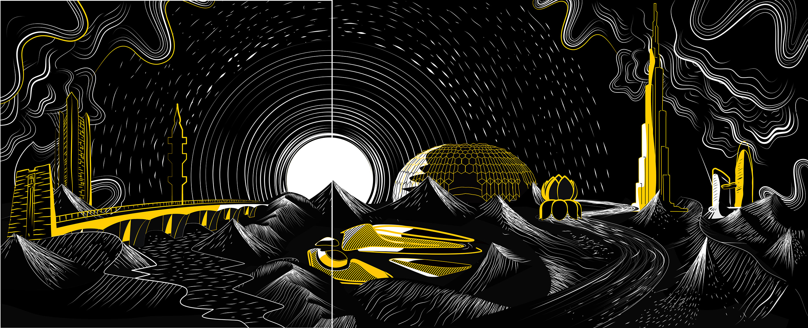 Master Vector Artwork & Architectural Line Tapestry