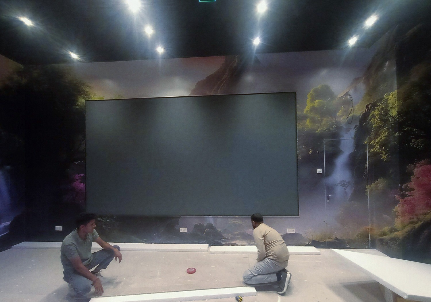 On-Site Physical Construction — LED Cabinet Framing at Reem Mall