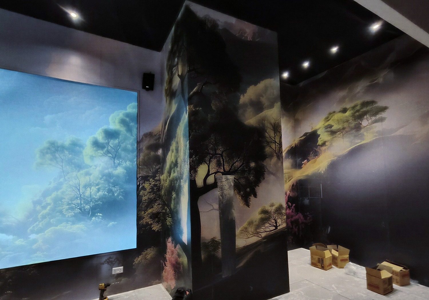 On-Site Assembly — Flush Mounting Behind Mural Wall Structure