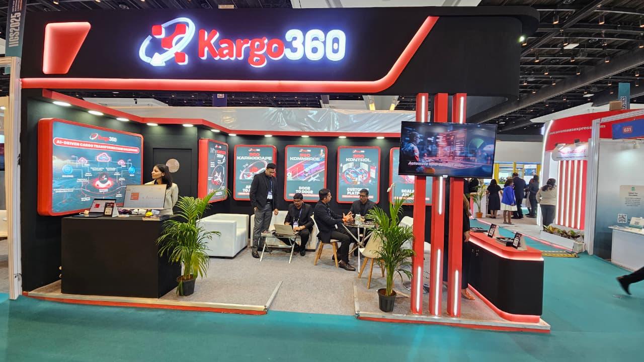 Kargo360 Exhibition Stall — Angled Interactive Zone Mockup